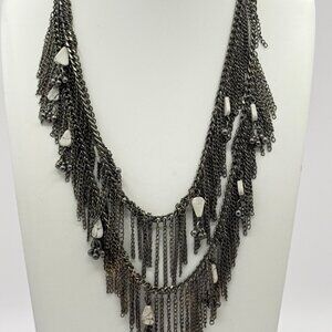 Double Strand Chain Fringe Necklace